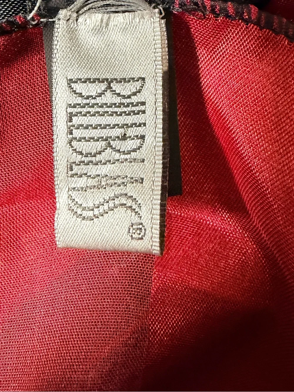 Bill Blass Vintage Geometric Colorblock Sheer Oblong Scarf Red Gold Black